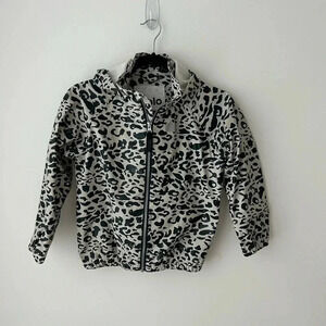 Molo Leopard Print Rain Jacket Kids 7-8 Waterproof Hooded Zip Coat EU 122/128